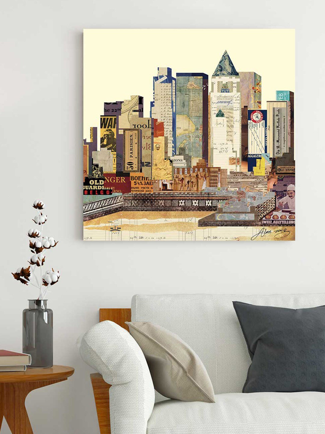 Art Street Cream & Beige New York City Skyline Canvas Painting Wall Art