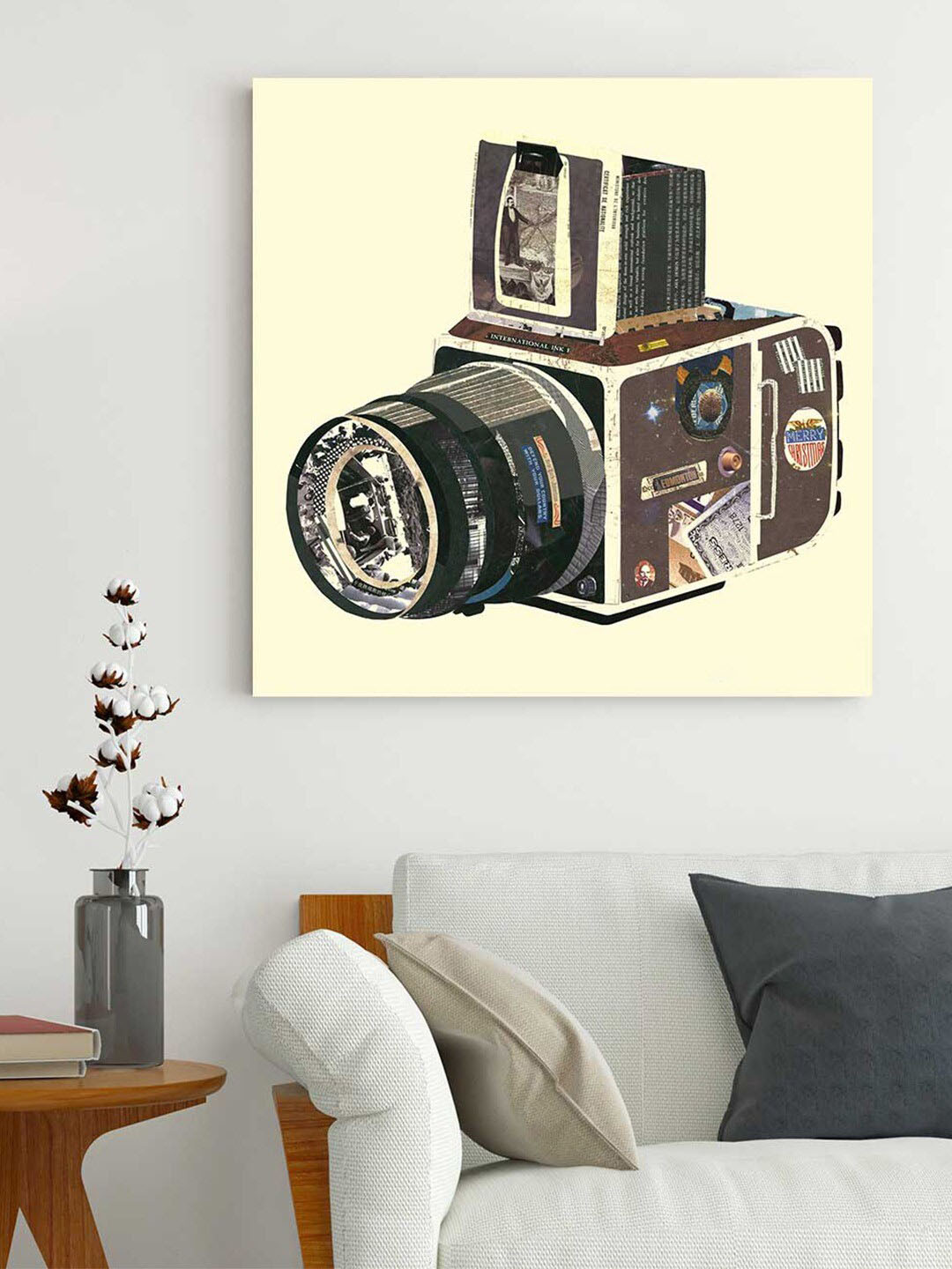Art Street Cream & Black Antique SLR Camera Canvas Painting Wall Art