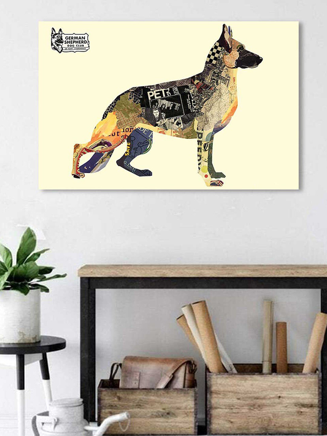 Art Street Cream & Black German Shepherd Painting Wall Art