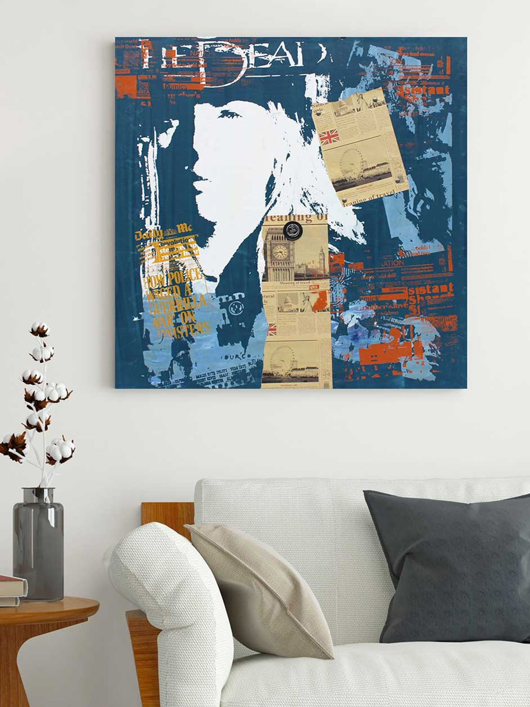 Art Street Blue Abstract Painting Canvas Wall Art