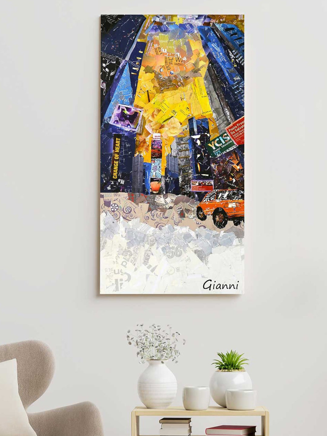 Art Street Yellow Cityscape Painting Canvas Wall Art