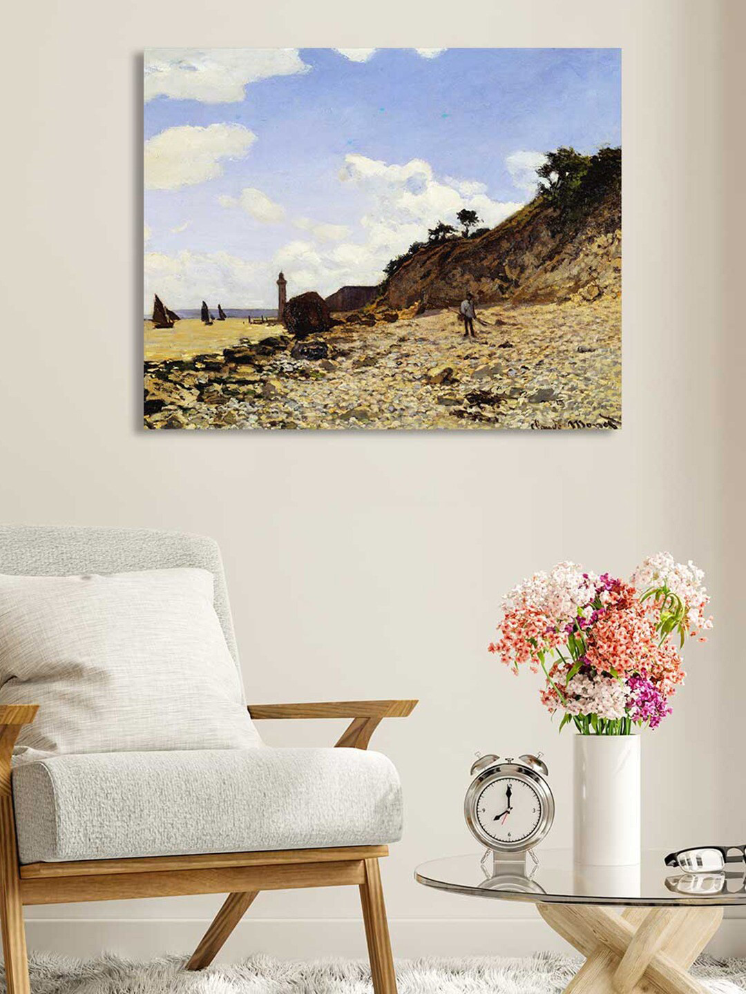 Art Street Blue & Brown The Beach At Honfleur Canvas Painting Wall Art