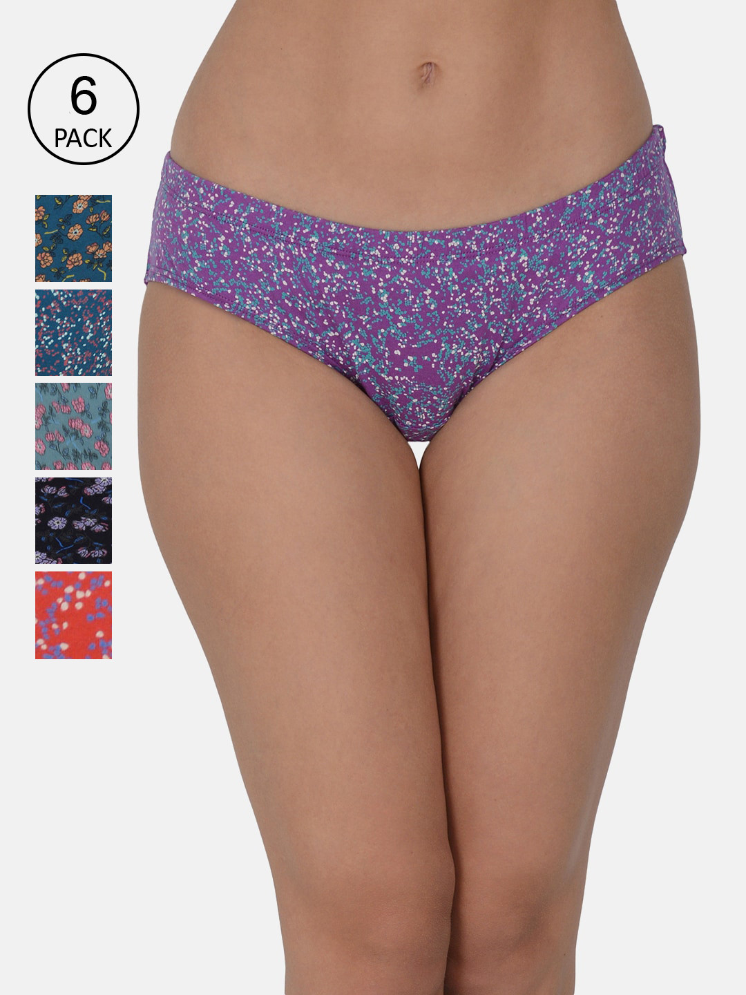 Leading Lady Women Pack Of 6 Printed Cotton Hipster Briefs HP-P-9049-9050-6