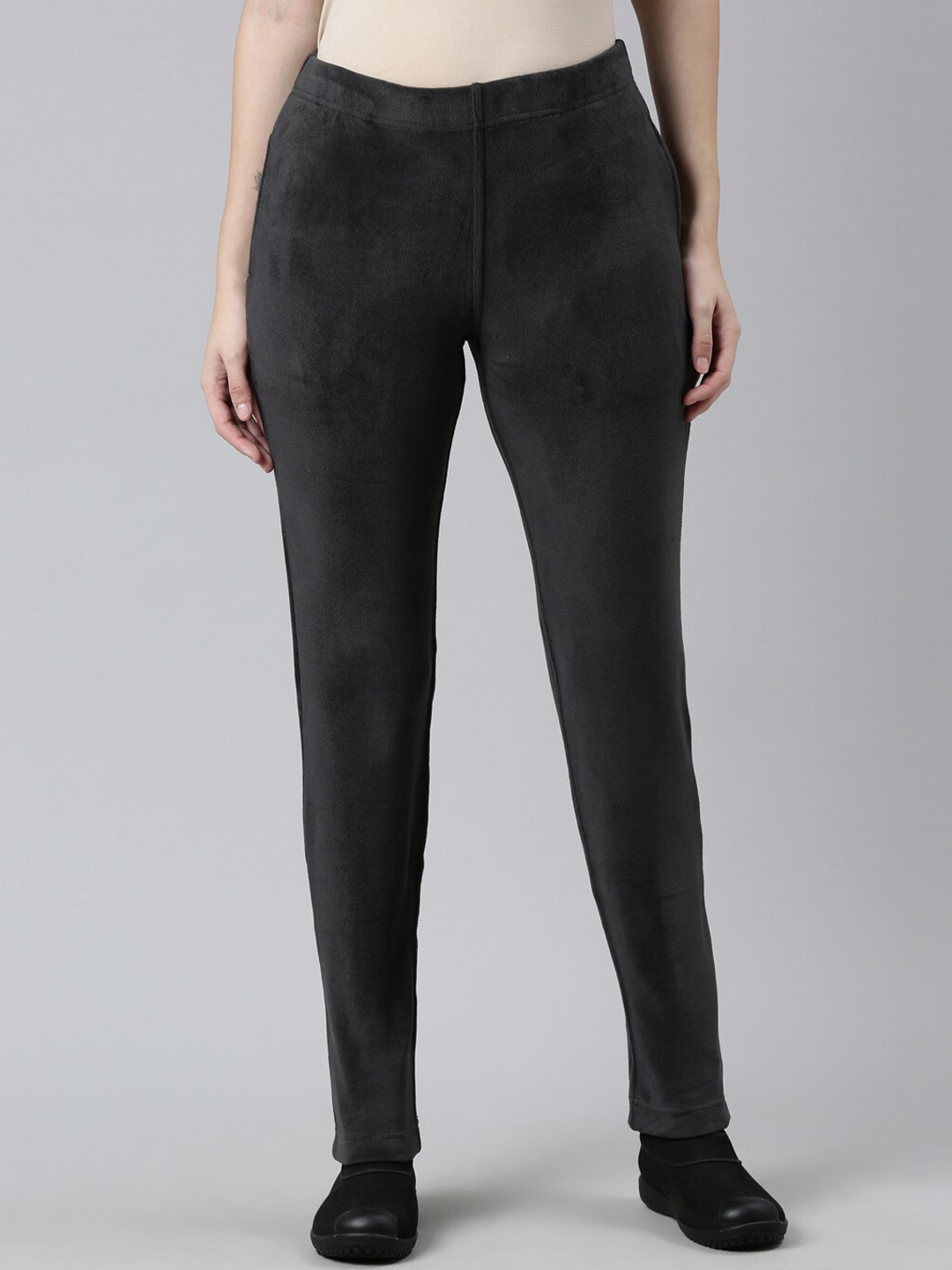 Go Colors Women Silver-Toned Relaxed Trousers