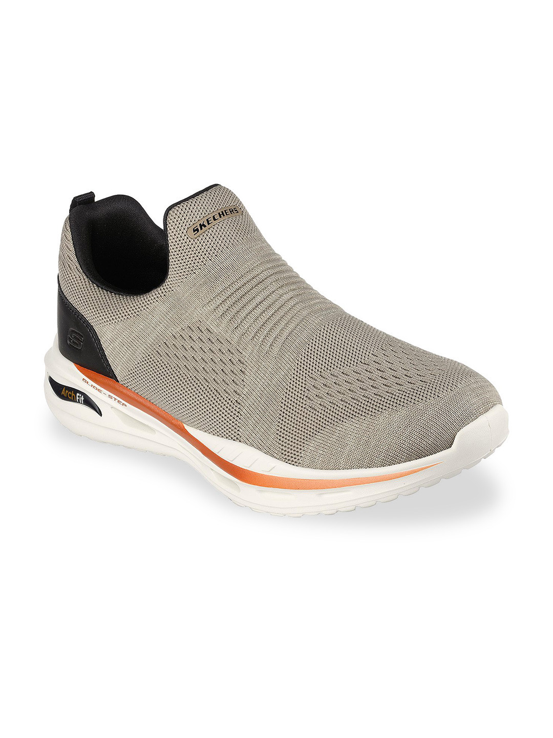 Skechers Men Grey Woven Design Slip-On Sneakers