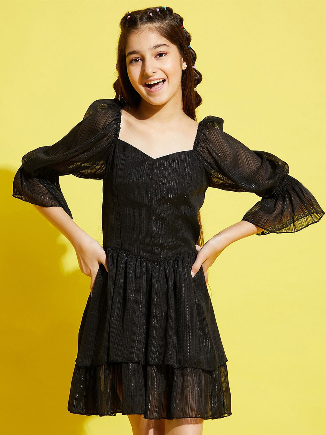 Cherry & Jerry Girls Solid Black Dress