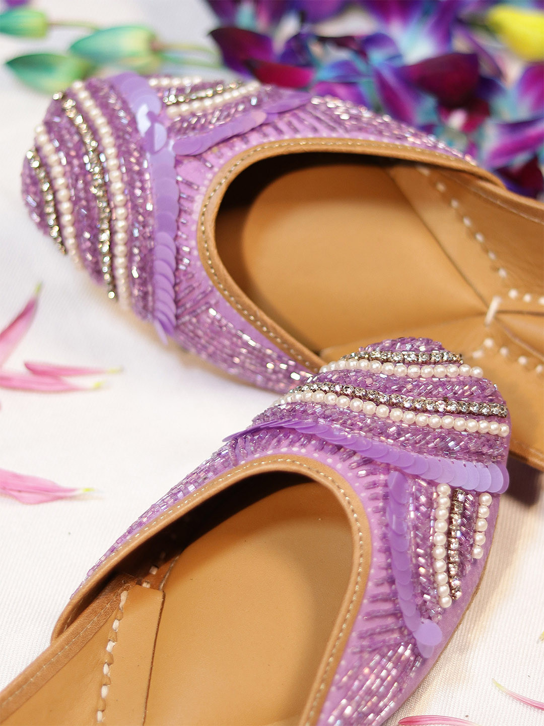 GLAM STORY Women Purple Ethnic Mojaris Flats