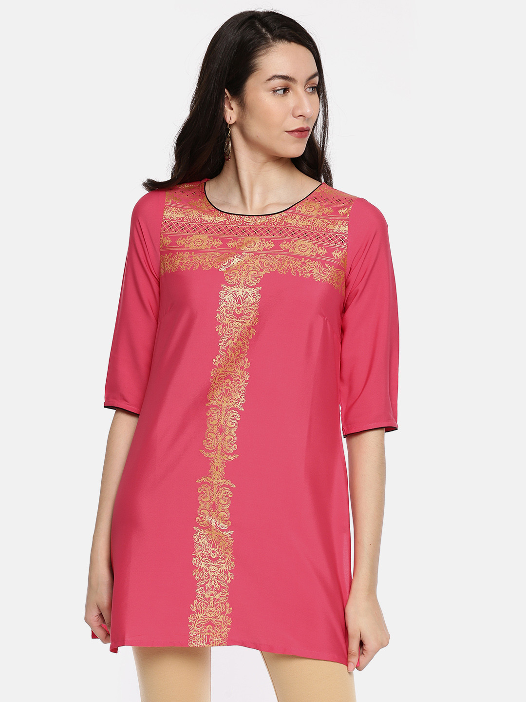 AURELIA Pink Printed Kurti