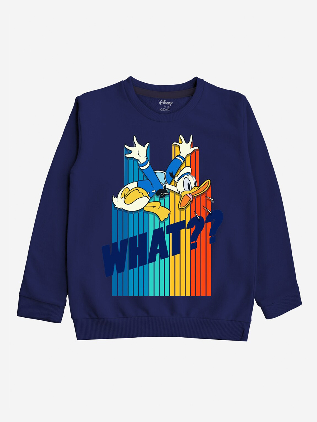 Minicult Unisex Kids Navy Blue Printed Cotton Sweatshirt