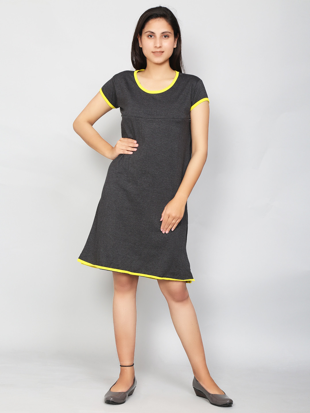SillyBoom Women Grey & Yellow Maternity Tunic