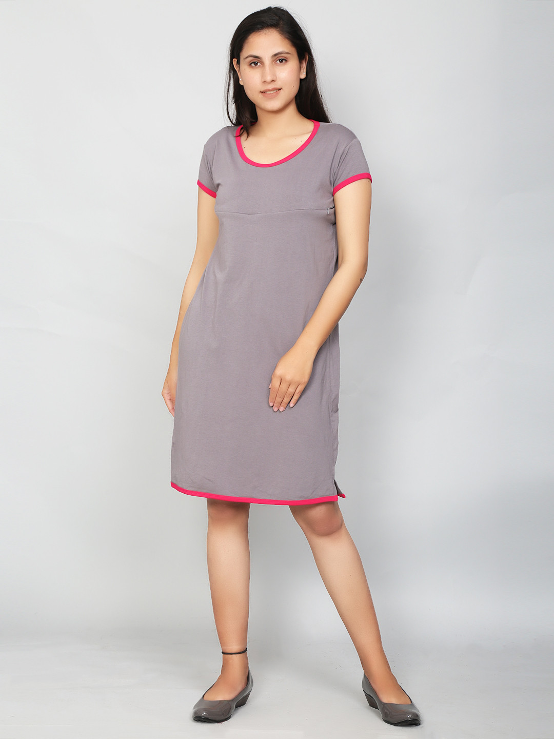 SillyBoom Women Grey & Pink Maternity Tunic