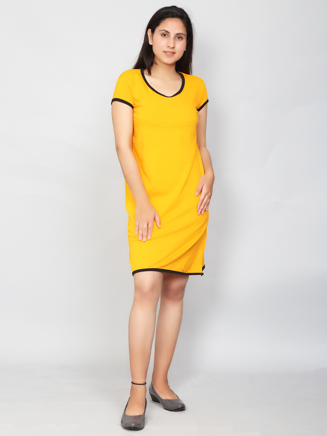 SillyBoom Women Yellow & Black Maternity Tunic