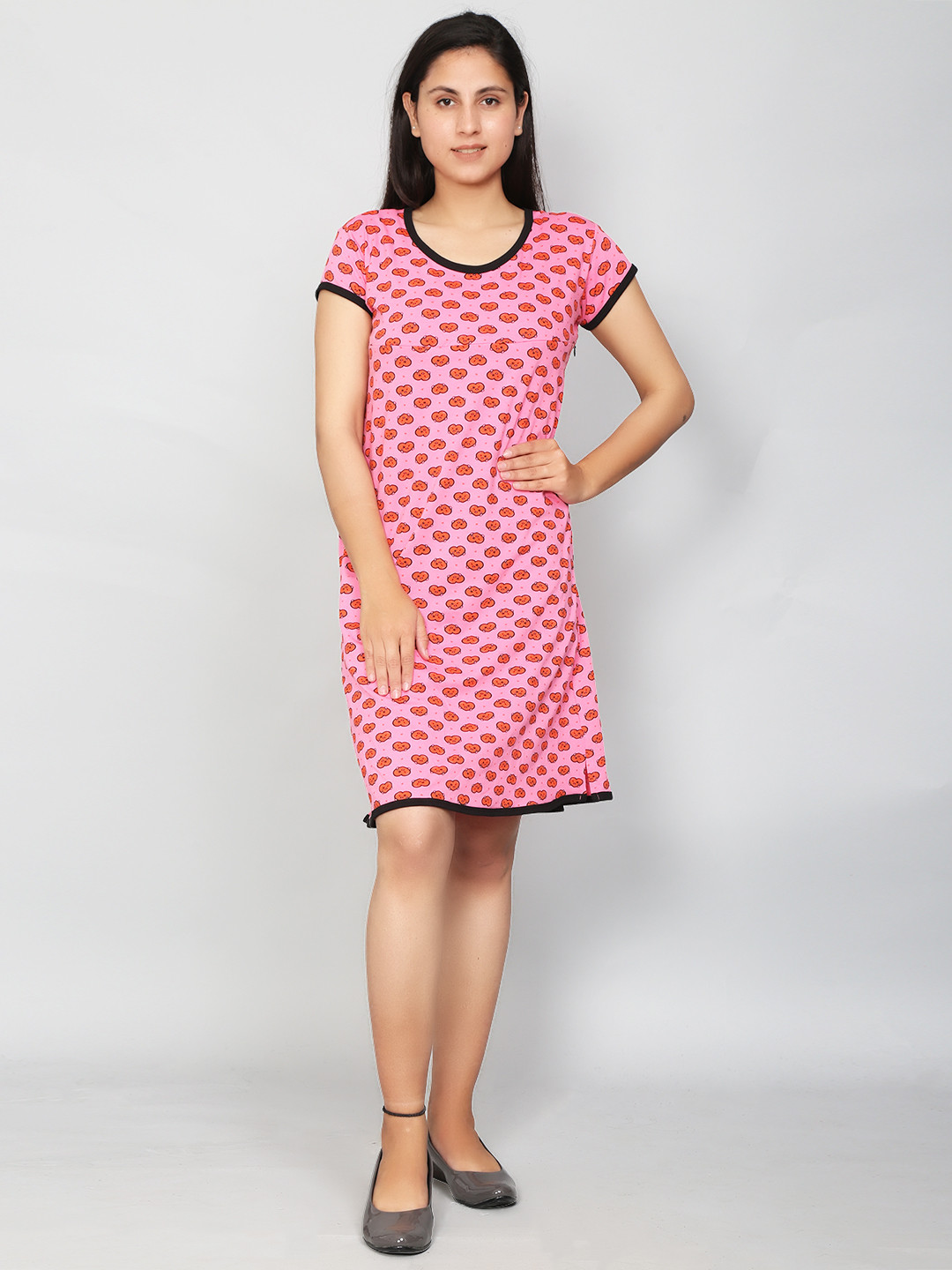 SillyBoom Women Pink & Orange Printed Maternity Tunic