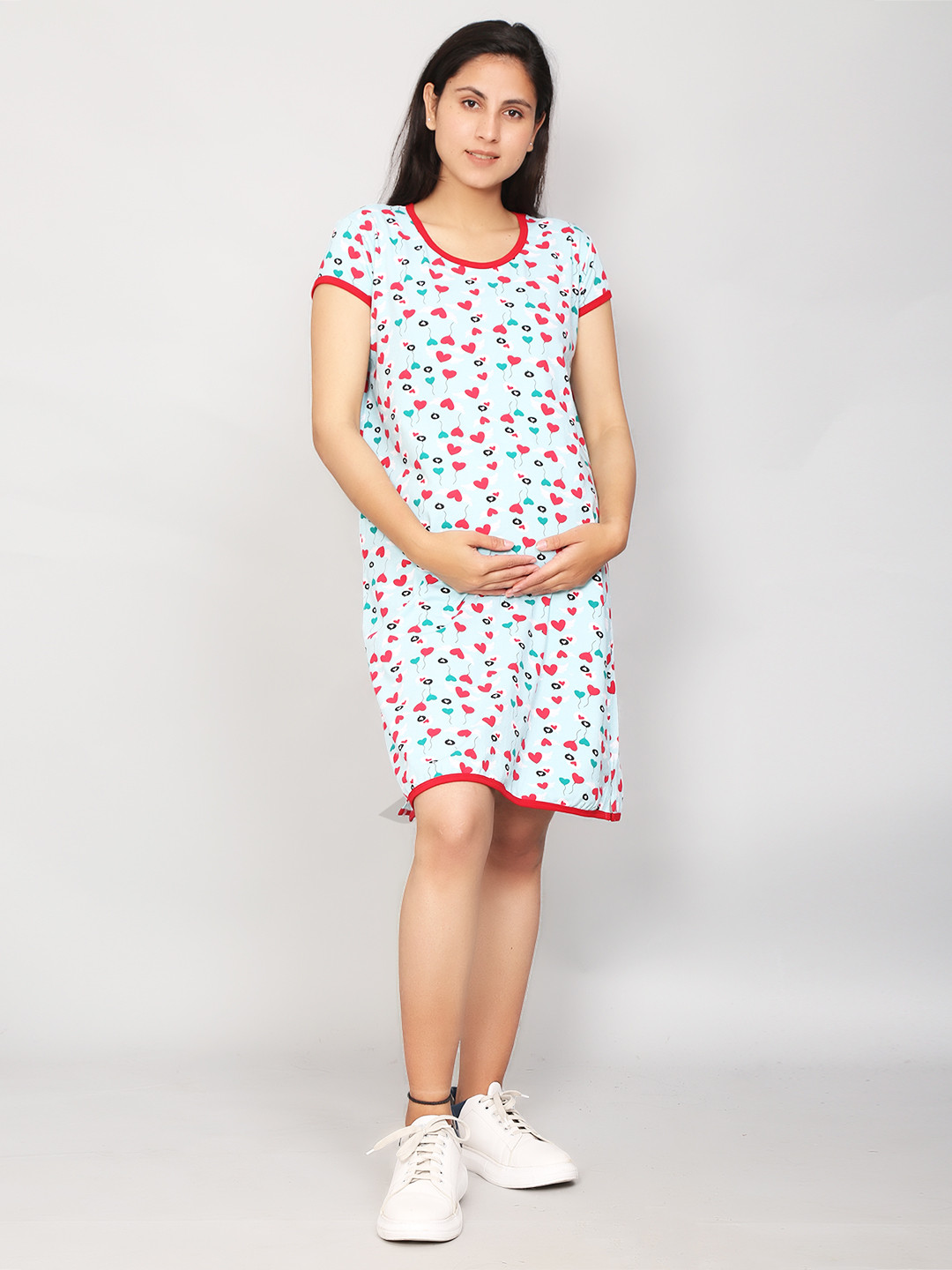 SillyBoom Women Blue & Red Printed Maternity Tunic