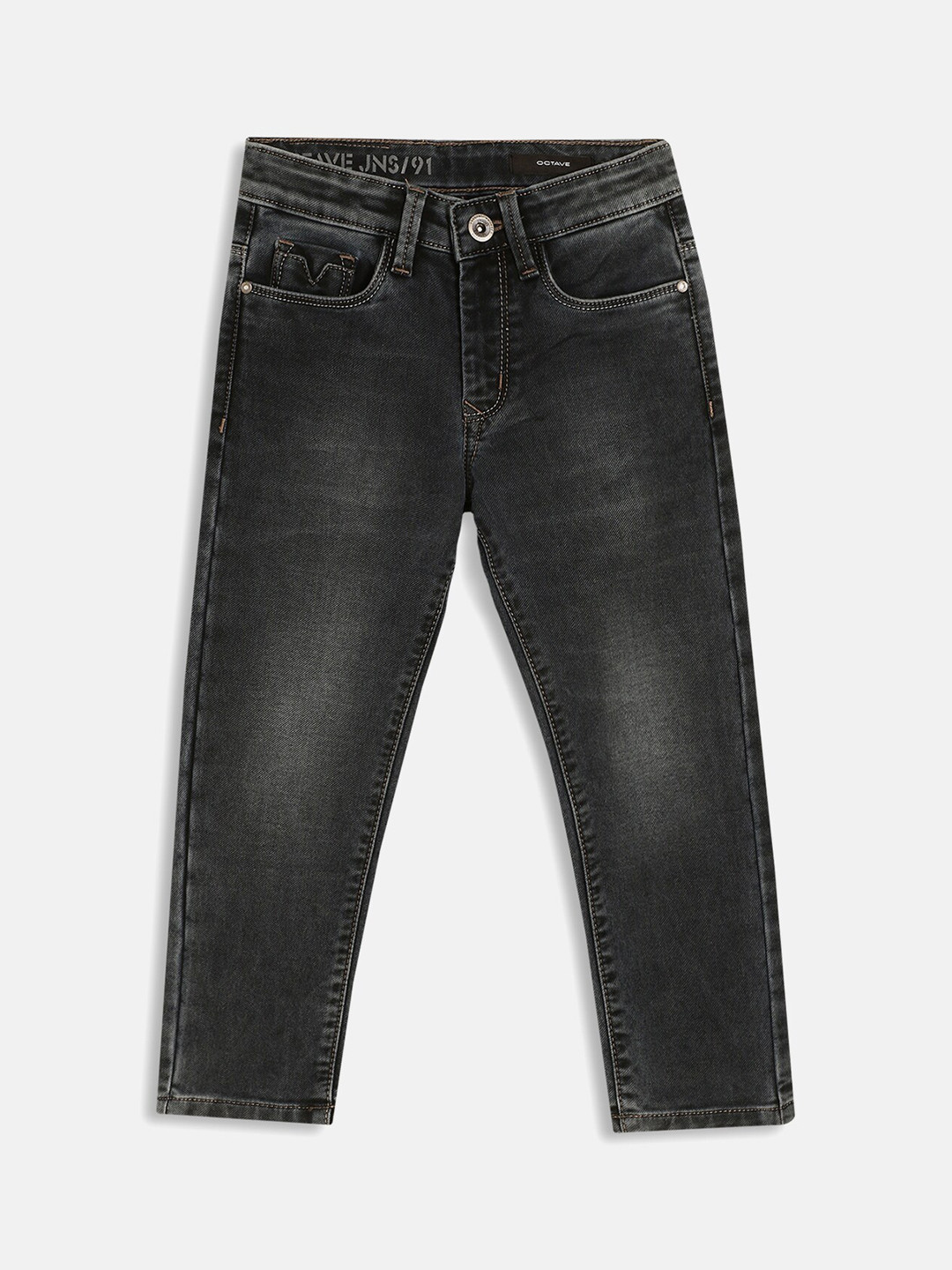 Octave Boys Grey Light Fade Mid-Rise Cotton Jeans