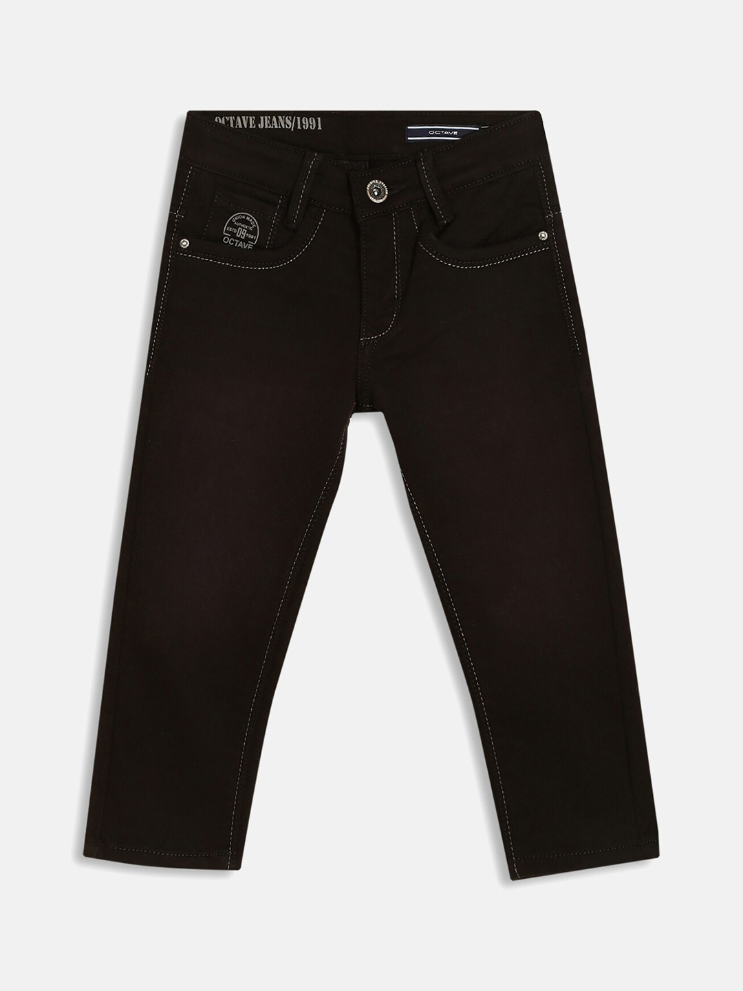 Octave Boys Black Dark Shade Mid-Rise Cotton Jeans