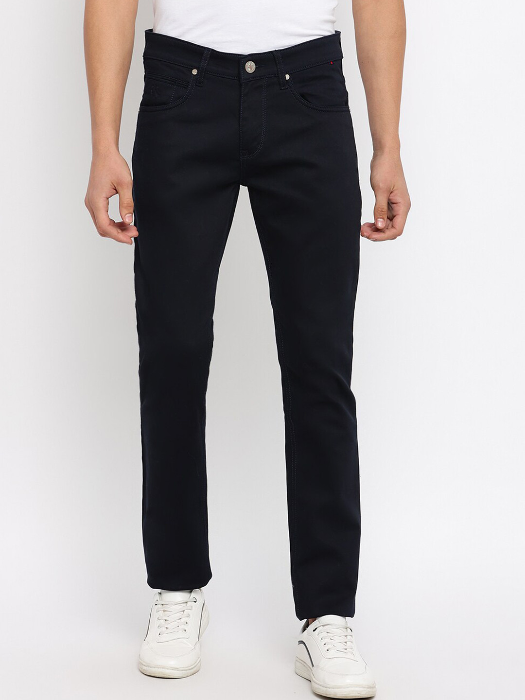 Cantabil Men Black Solid Cotton Regular Fit Jeans