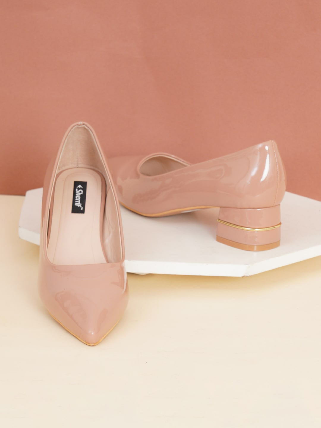 Sherrif Shoes Pink Formal Block Pumps