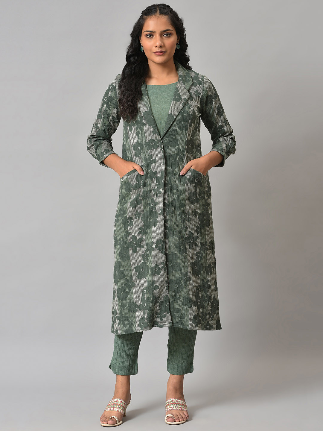 W Women Printed Cotton Kurta Set