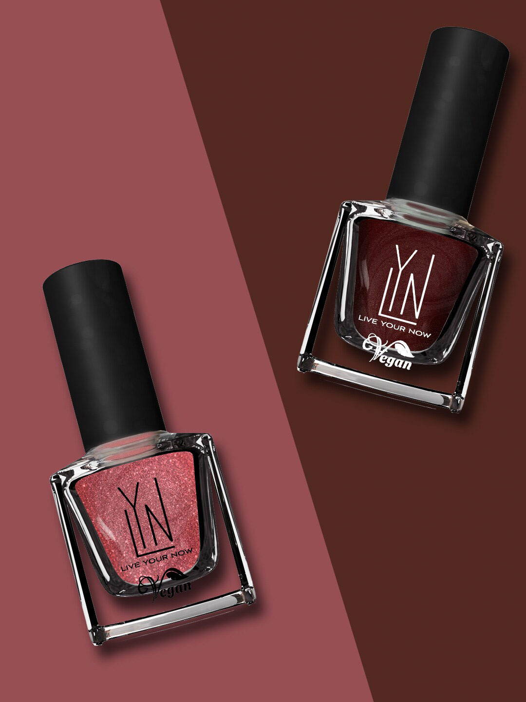 LYN LIVE YOUR NOW Pack of 2 Vegan Cruelty-Free Nail Polish 16ml - Lets Toast & Pop Champagne