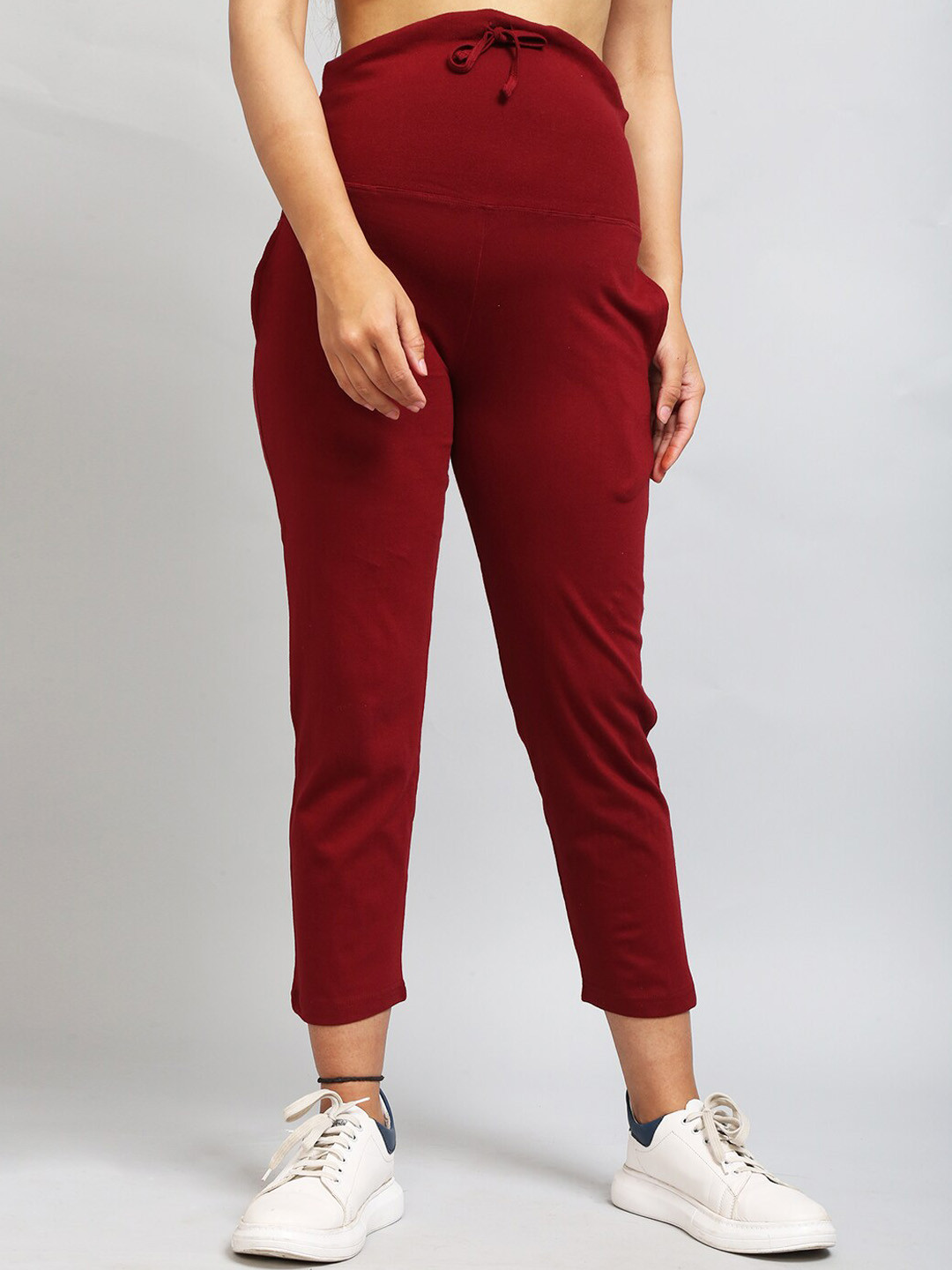 SillyBoom Women Maroon High-Rise Maternity Trousers