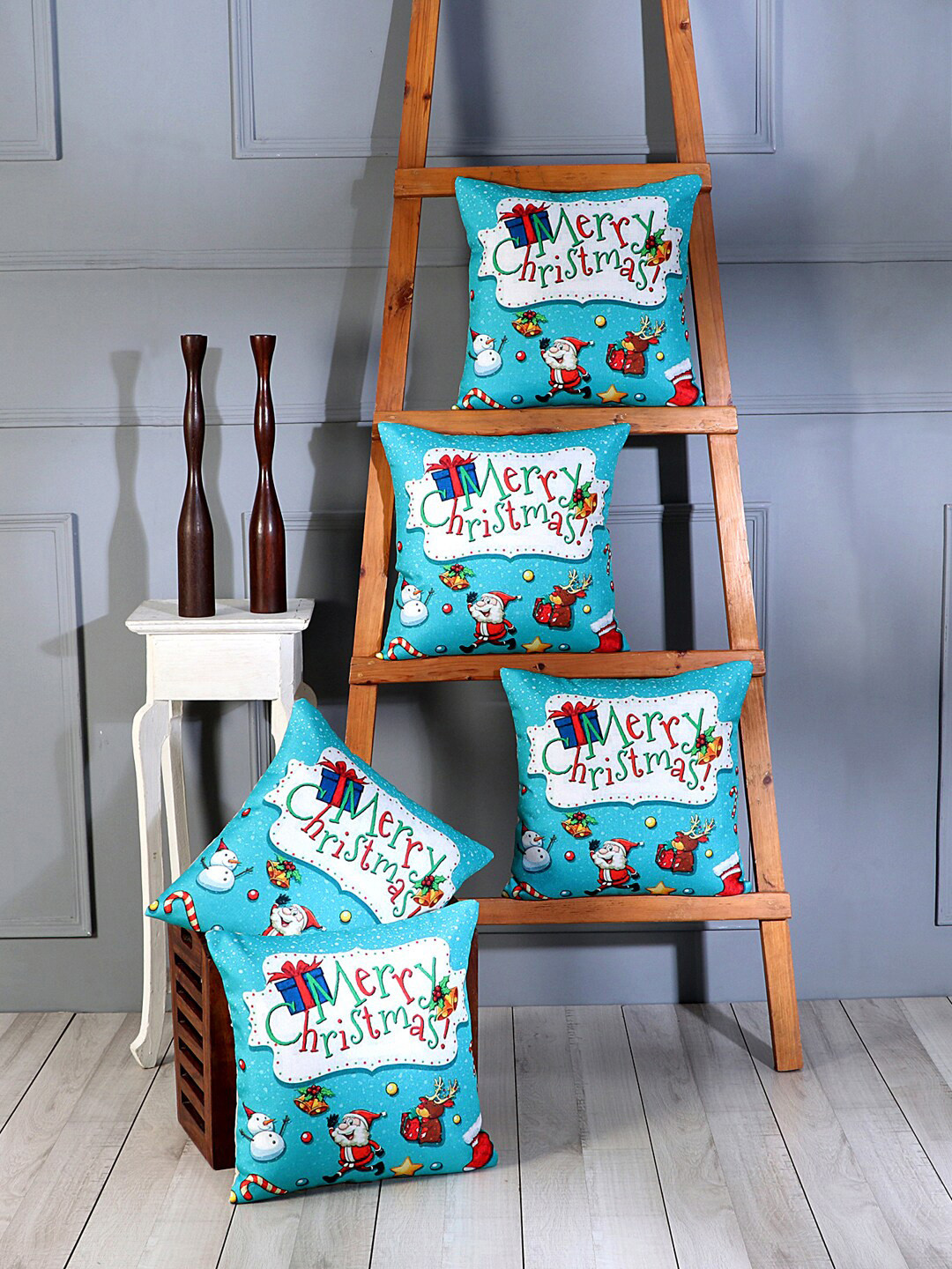 SOKNACK DIGITALLY PRINTED Polyester Anti-Wrinkle 5 Pcs Patchwork Cushion Covers-16x16In