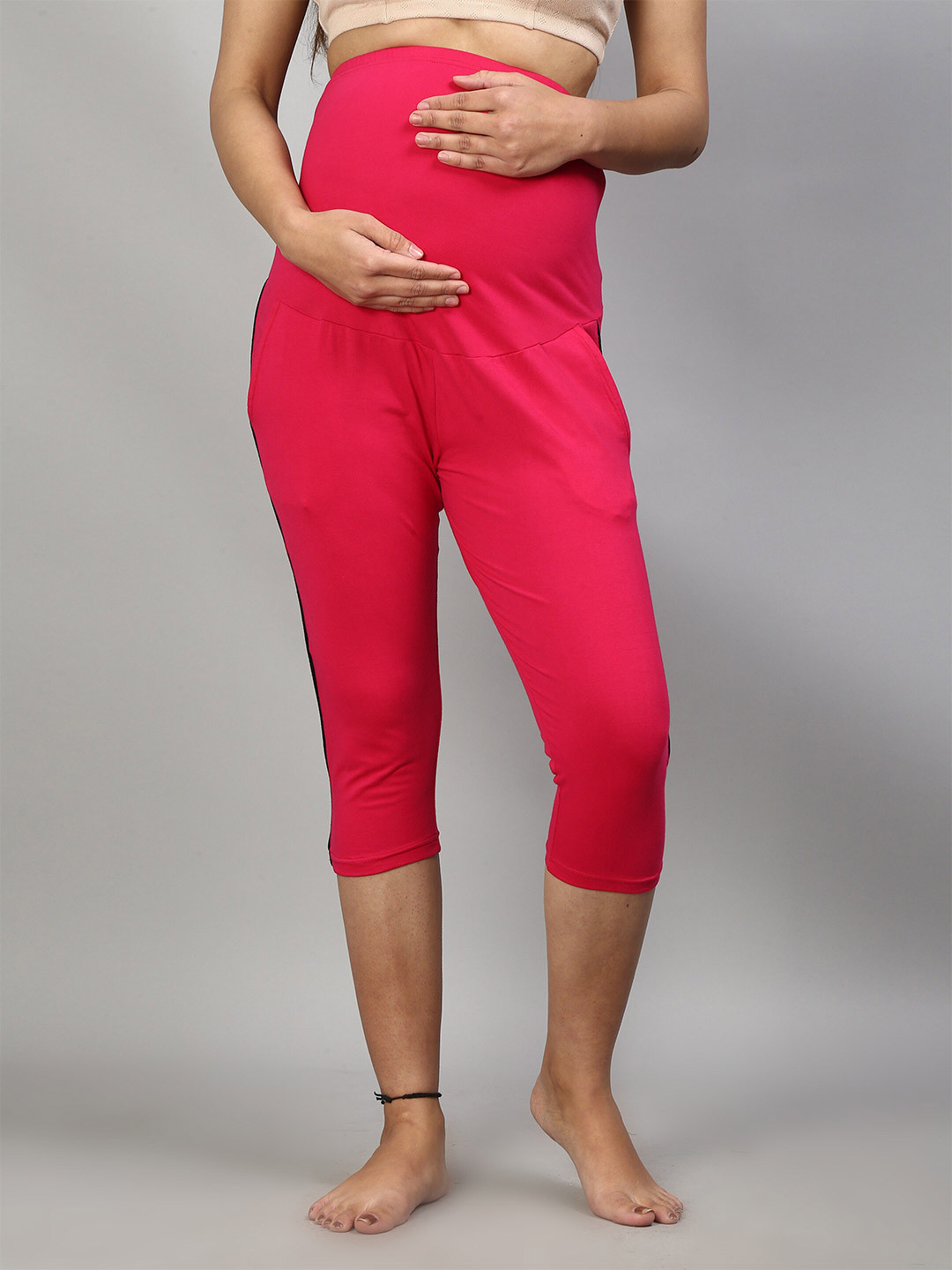 SillyBoom Women Pink Maternity Capris