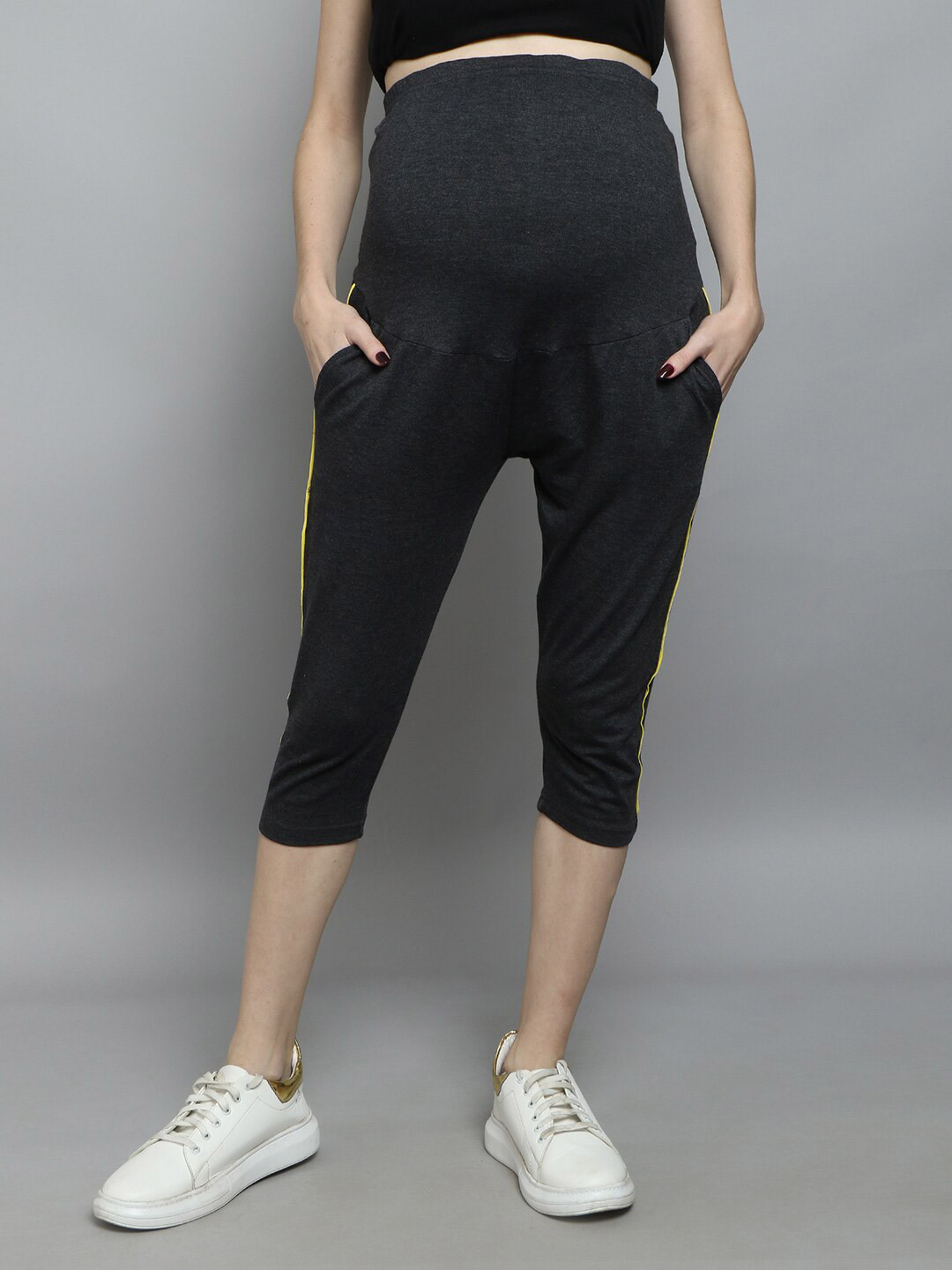 SillyBoom Women Grey Maternity Capris