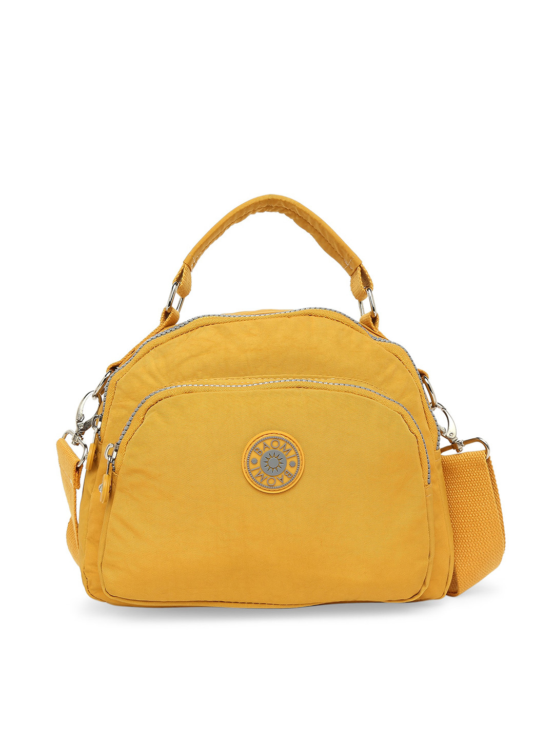 BAOMI Mustard Yellow Solid Nylon Messenger Bag