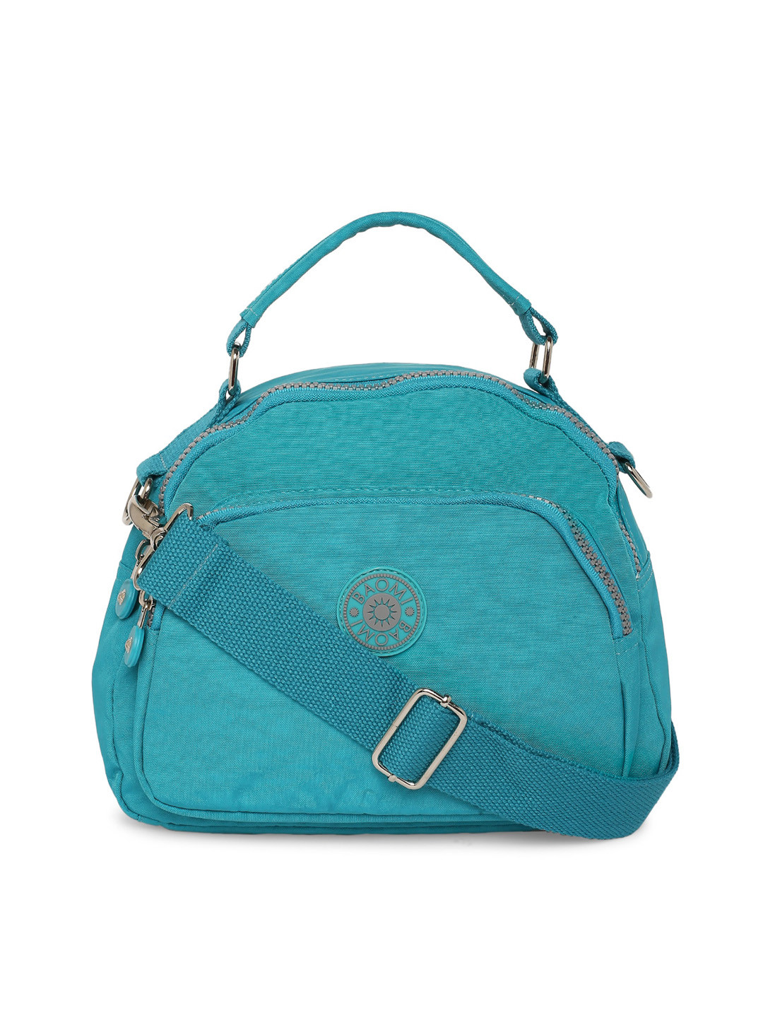 BAOMI Blue Structured Handheld Bag with Applique