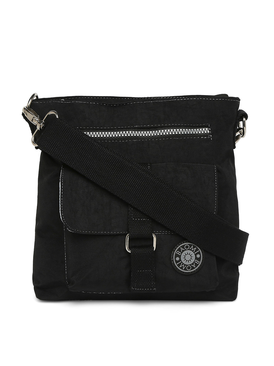 BAOMI Black Structured Sling Bag