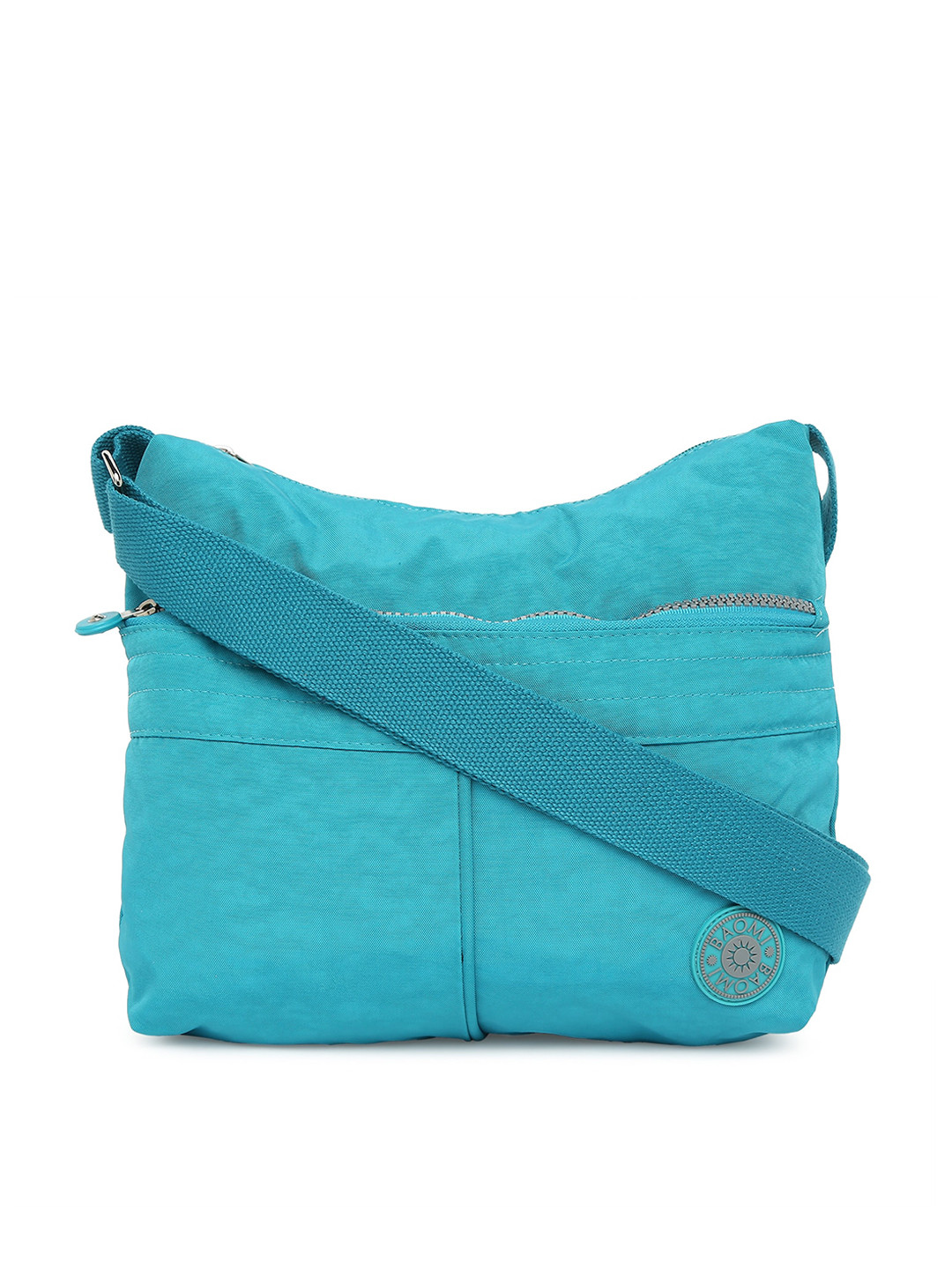 BAOMI Turquoise Blue Solid Nylon Messenger Bag