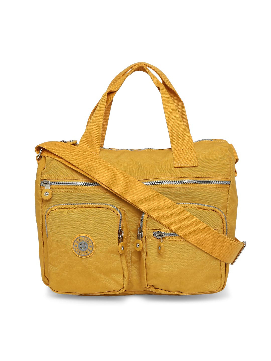BAOMI Mustard Yellow Solid Nylon Messenger Bag