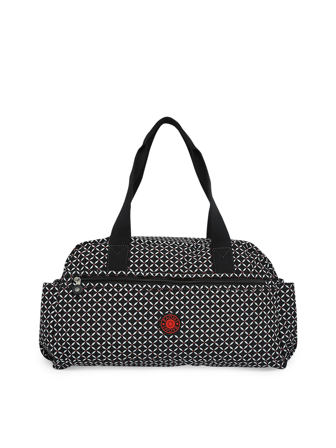 BAOMI Black & White Geometric Printed Nylon Duffel Bag