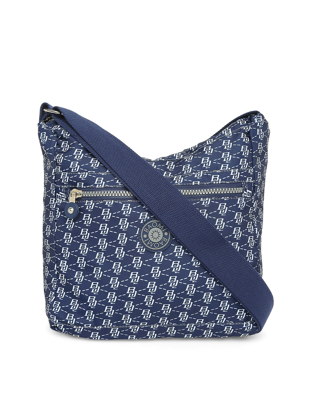 BAOMI Blue & White Printed Nylon Messenger Bag