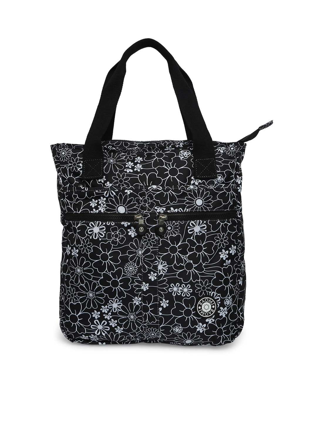 BAOMI Black Floral Printed Oversized Shopper Tote Bag