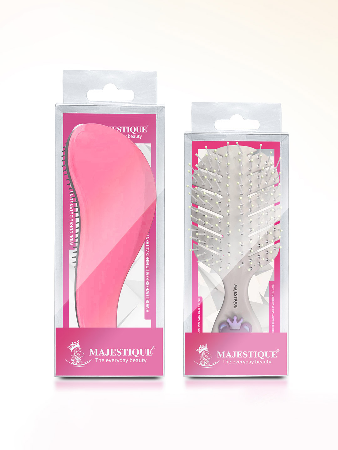 MAJESTIQUE Set Of Detangling Hair Brush & Kids Hair Brush