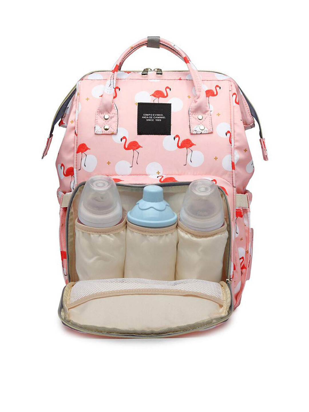 HOUSE OF QUIRK Women Pink Flamingo Print Diaper Bags