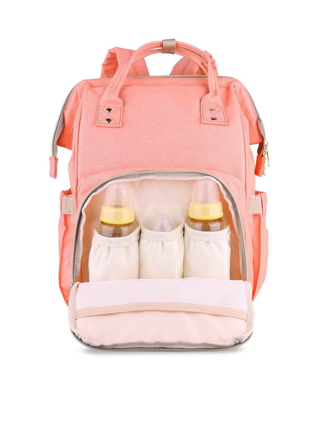 HOUSE OF QUIRK Women Pink Solid Diaper Backpack