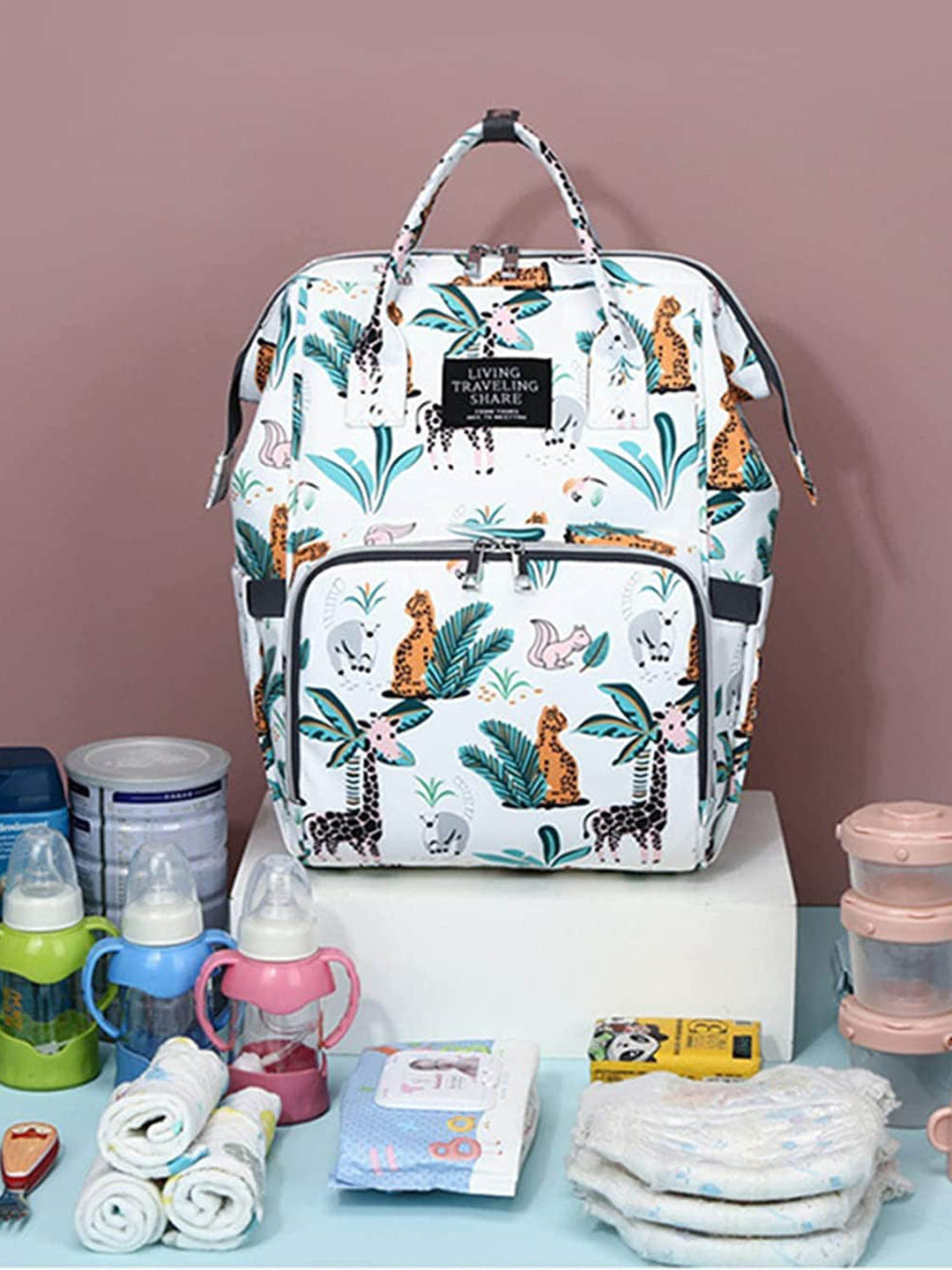 HOUSE OF QUIRK Women Green Printed Diaper Bag