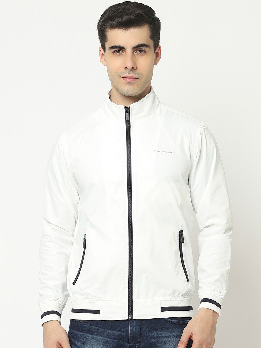 Crimsoune Club Men Off White Black Bomber Jacket