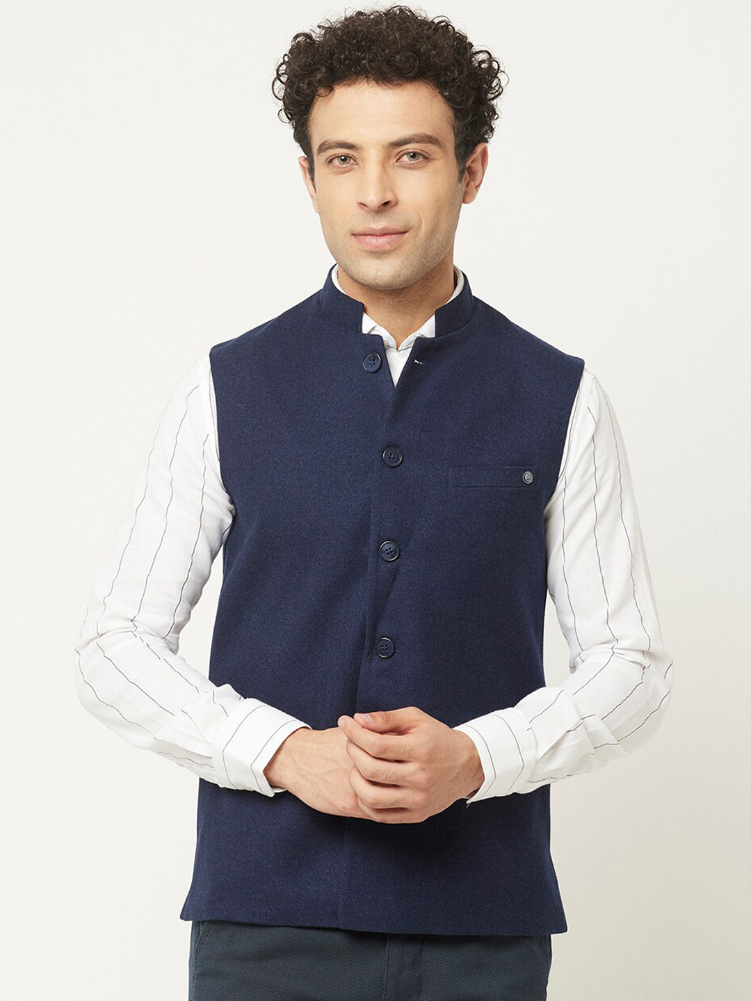 Crimsoune Club Men Navy Blue Waistcoat