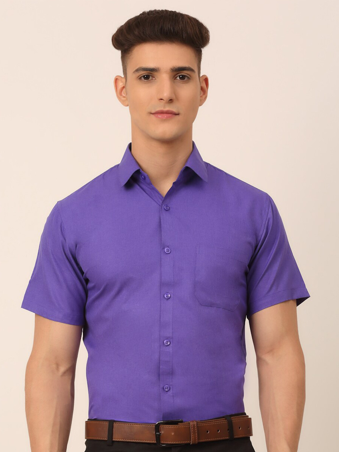 JAINISH Men Violet Classic Pure Cotton Formal Shirt