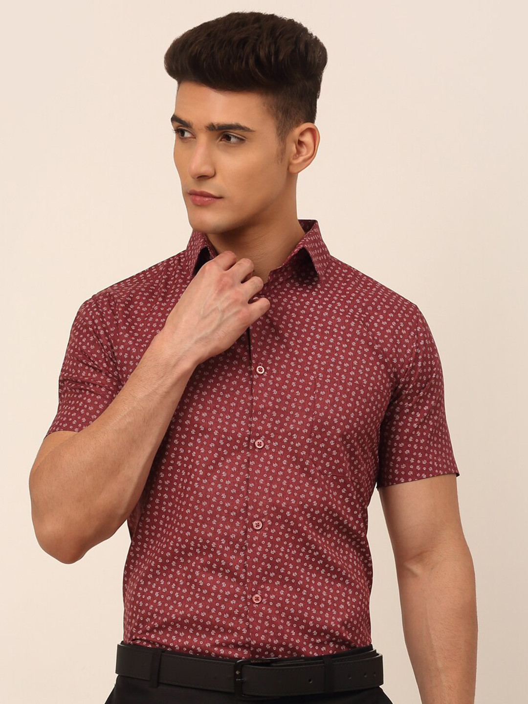 JAINISH Men Classic Printed Pure Cotton Formal Shirt