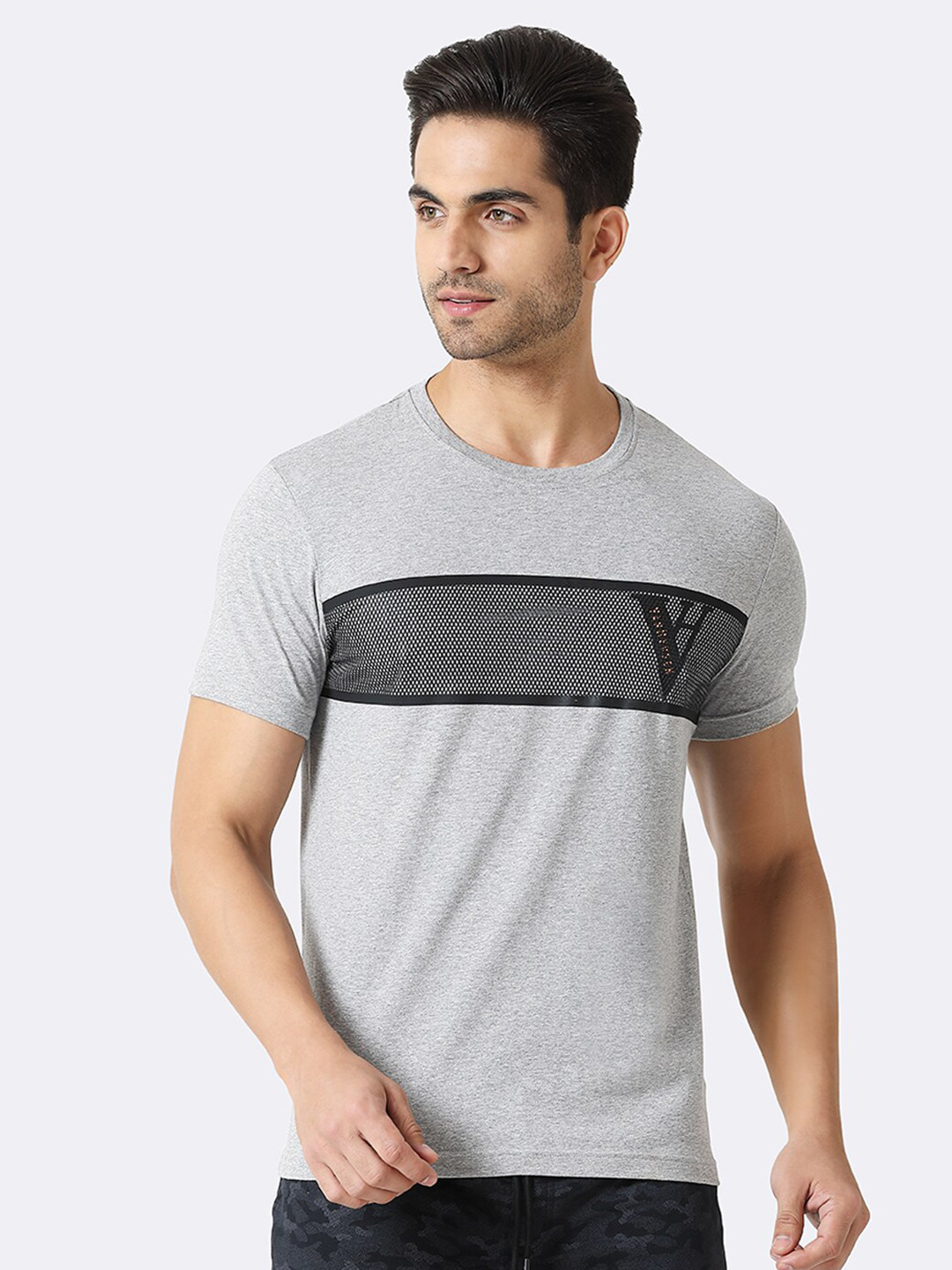 Van Heusen Innerwear Textured Laser Mesh Panel Crew Neck T-Shirt