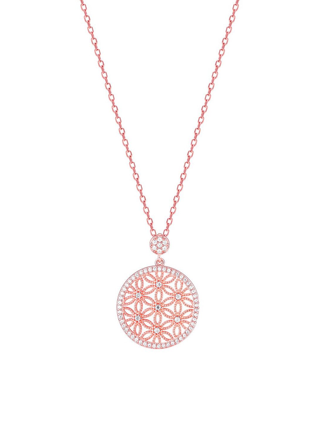 GIVA 925 Sterling Silver Rose Gold-Plated White & Pink CZ-Studded Pendant With Chain