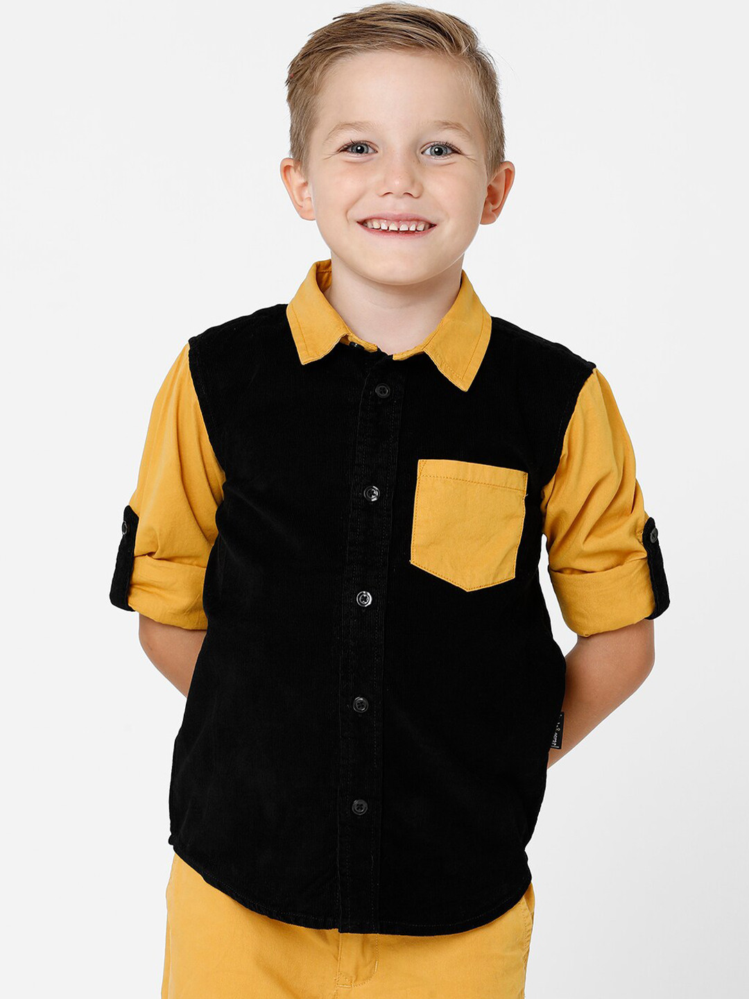 KATE & OSCAR Boys Black Standard Cotton Casual Shirt