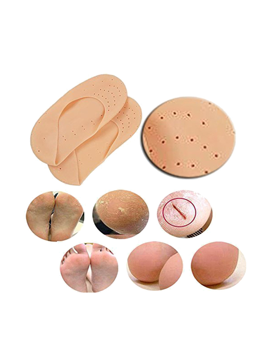 Alexvyan Full Skin Silicone Foot Care Heel Pad Socks for Dry Hard Cracked Repair - Beige