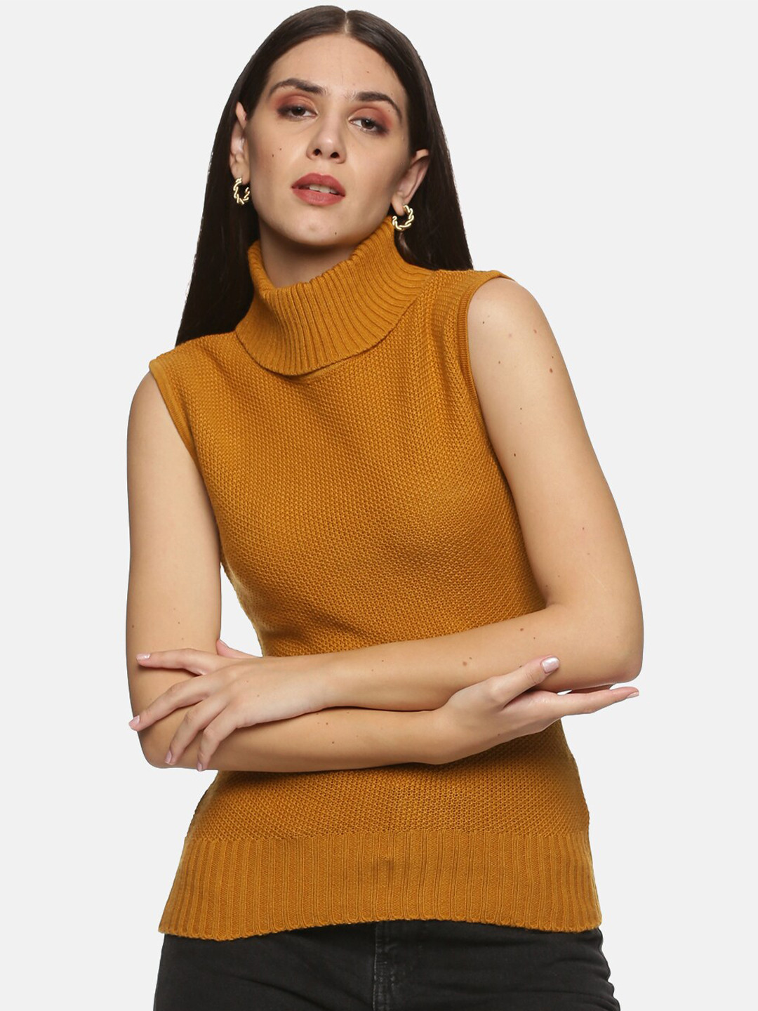 HERE&NOW Women Yellow Sweater Vest