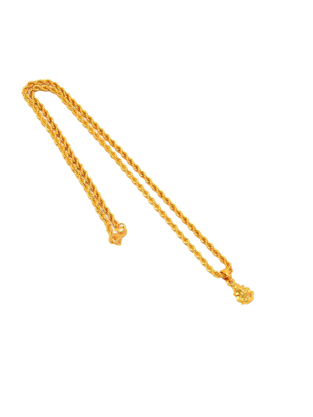 Jewar Mandi Gold-Plated Ganpati Pendant With Chain